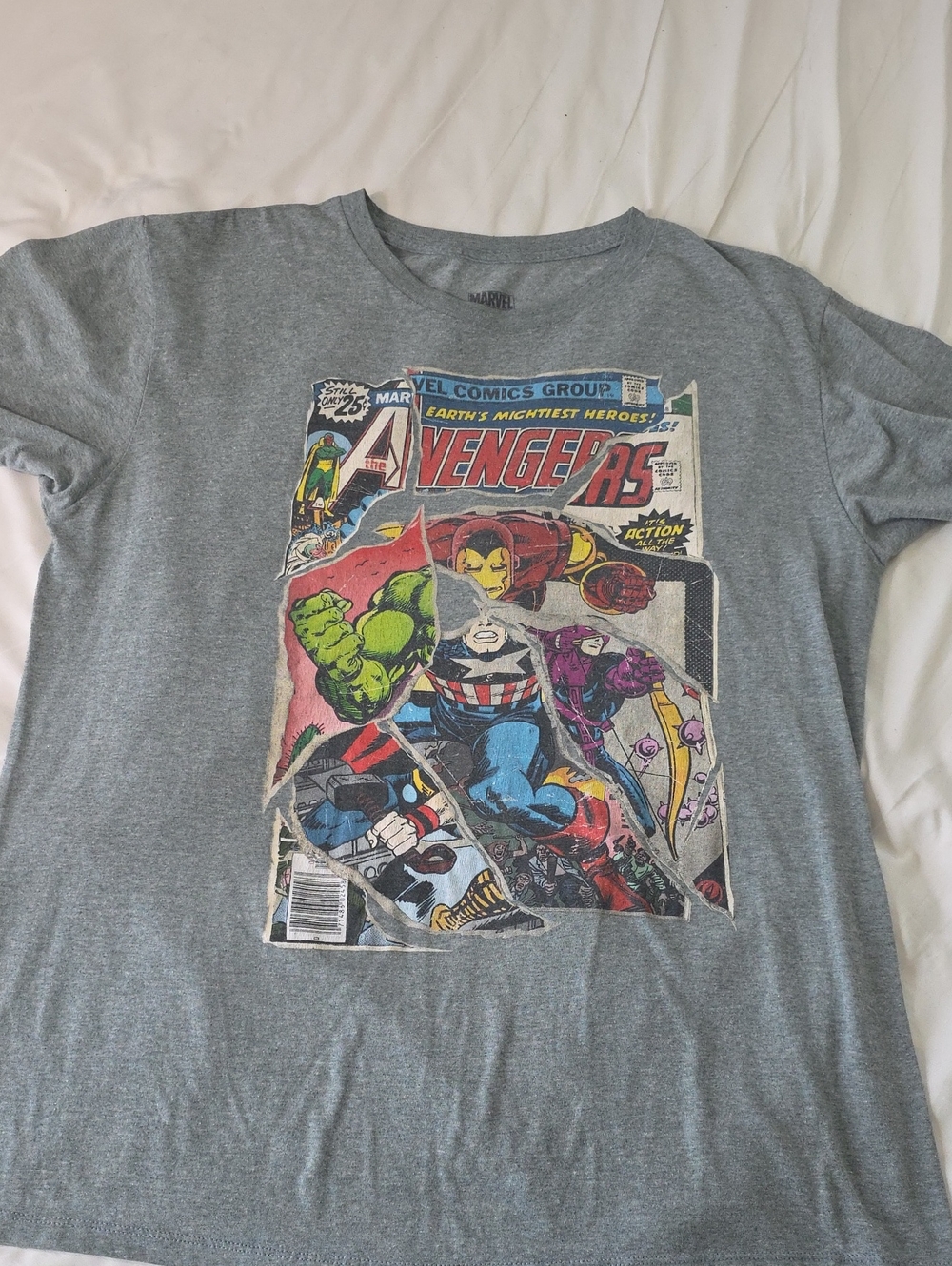 Bundle Marvel Avengers Retro Comic Tee - Gray George Plug button & Jean jacket
